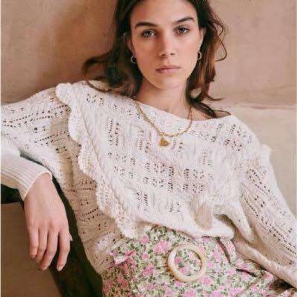 Sezane Alayna Sweater Ecru PERFECT - Picture 2 of 5